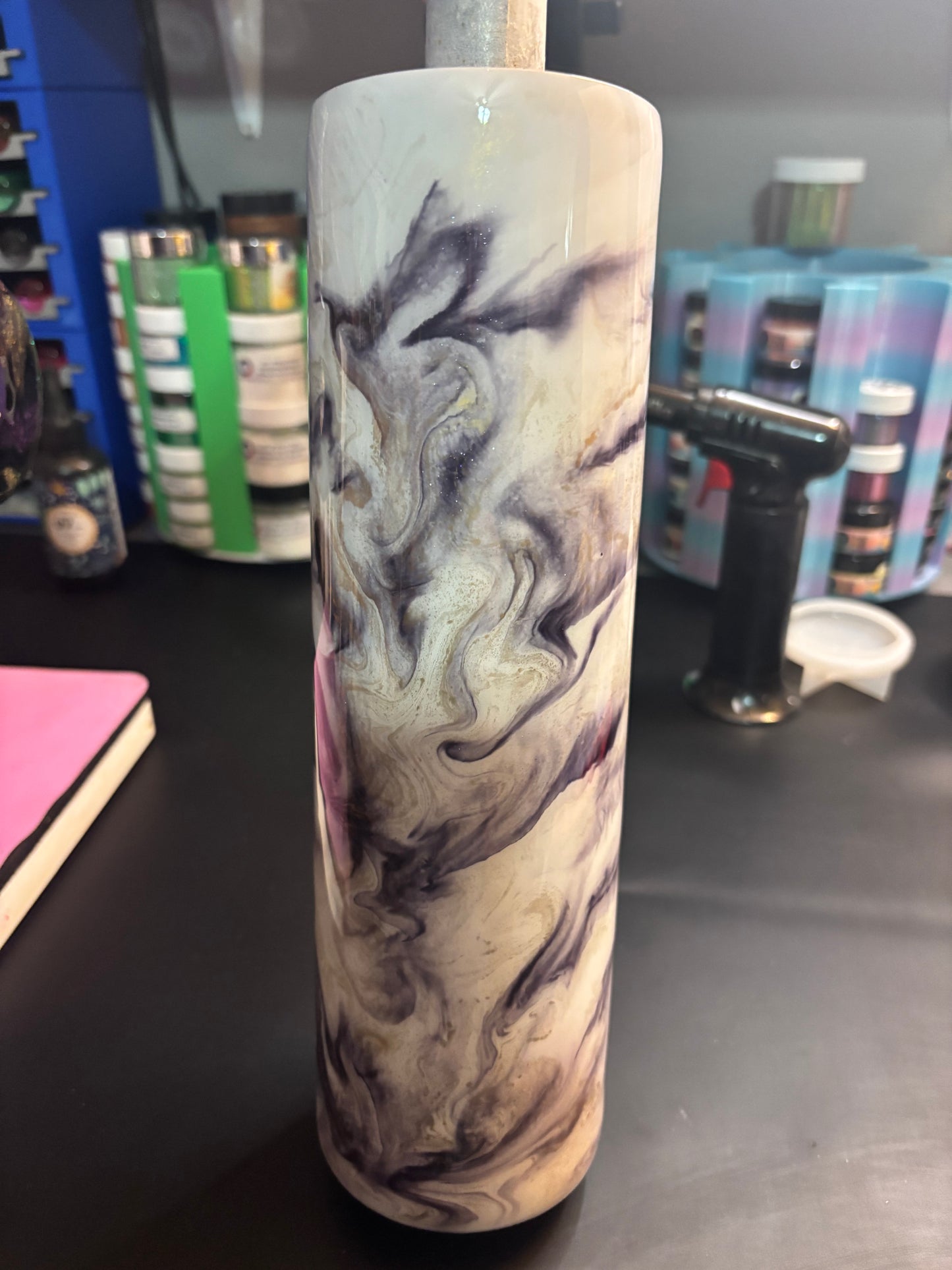 35oz skinny purple and gold