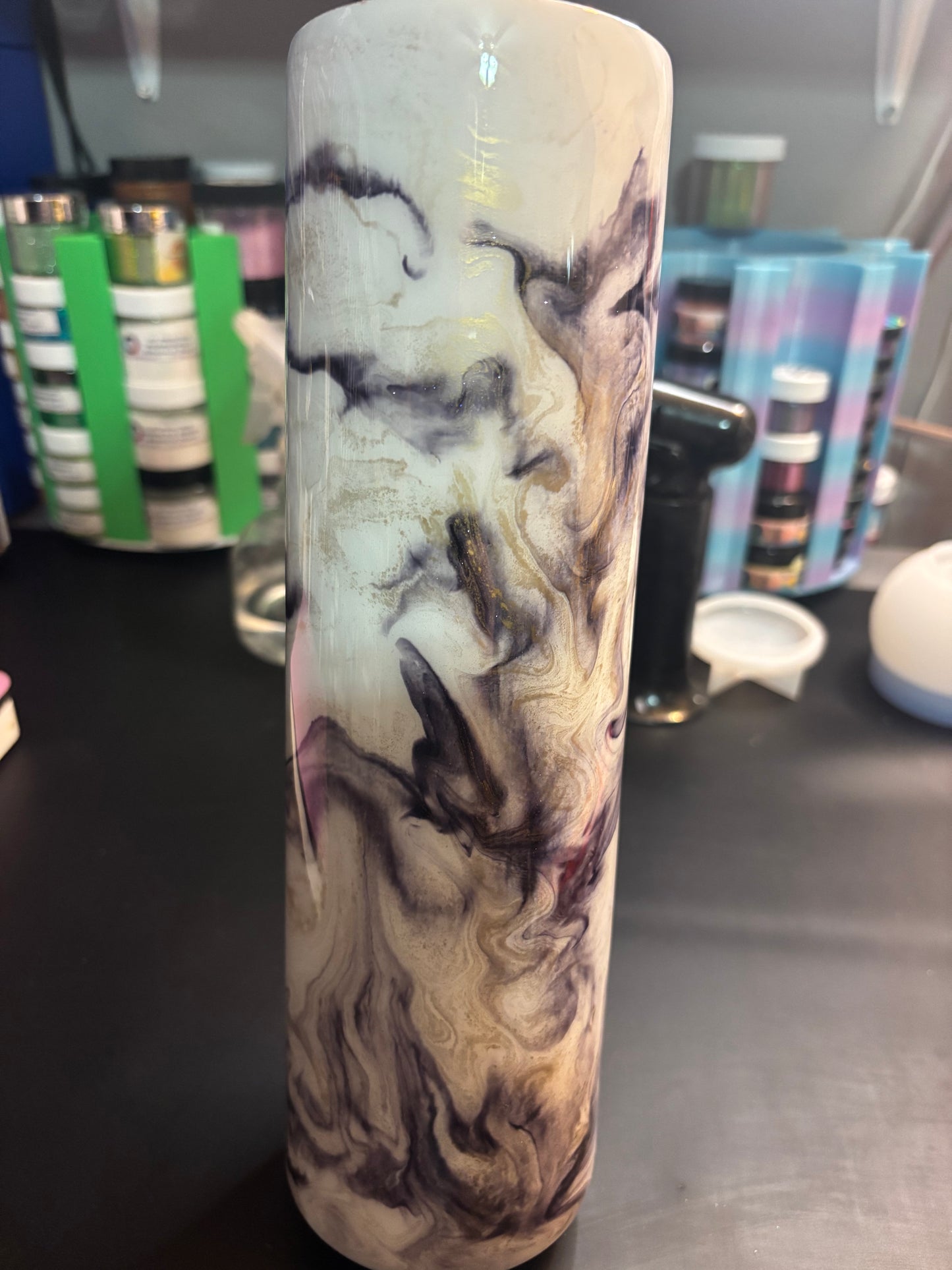35oz skinny purple and gold