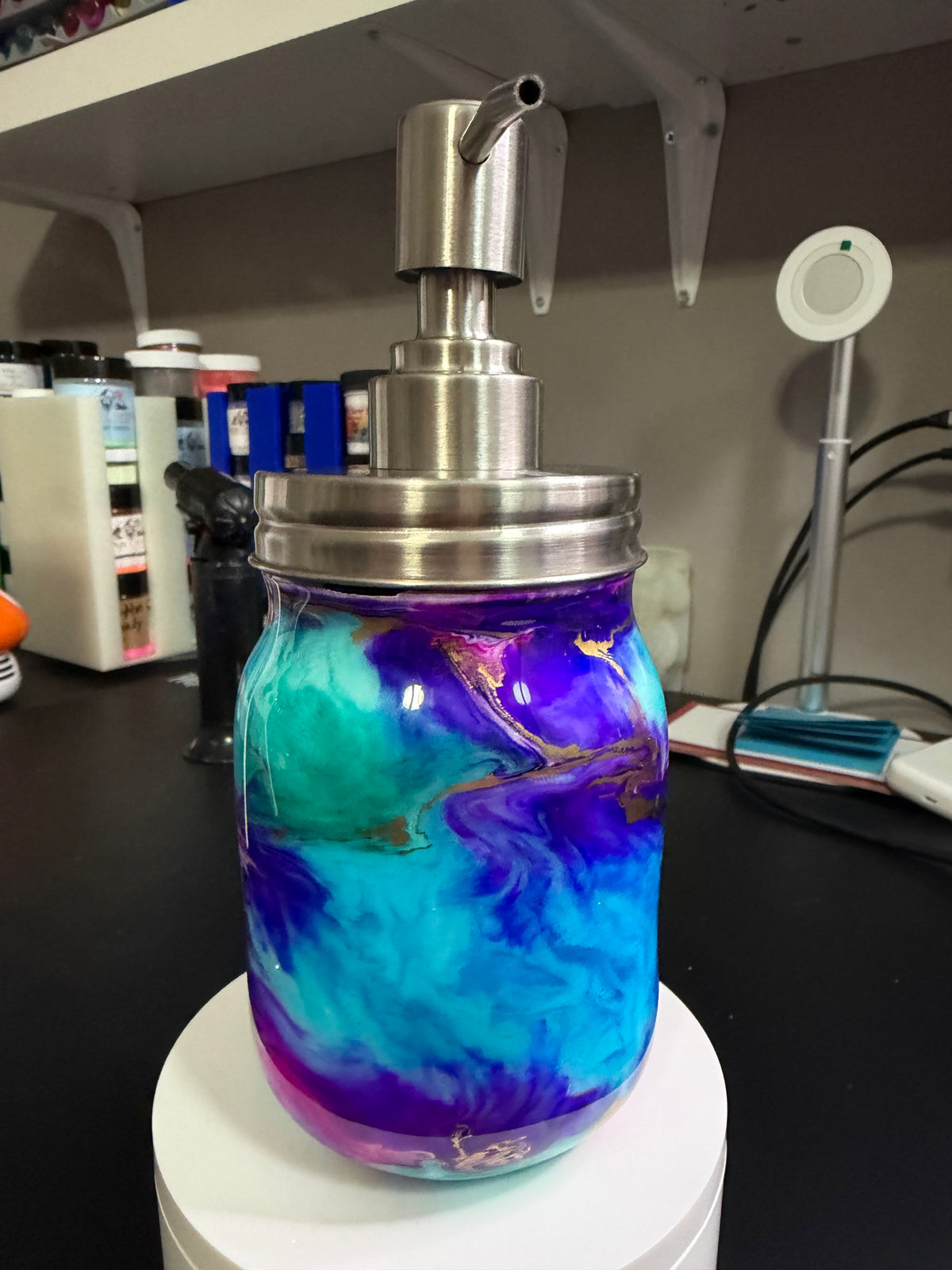 16oz glass soap dispenser
