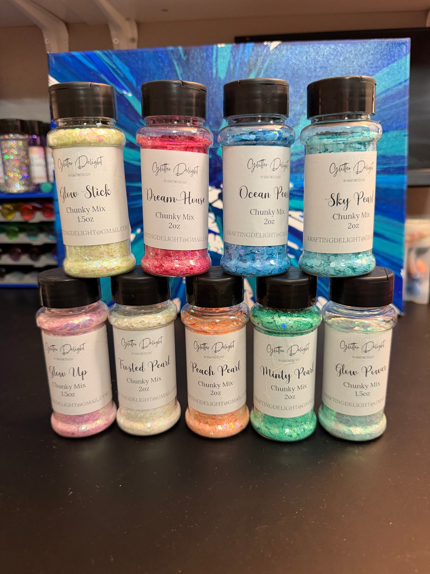 Set of Nine different color glitter ￼