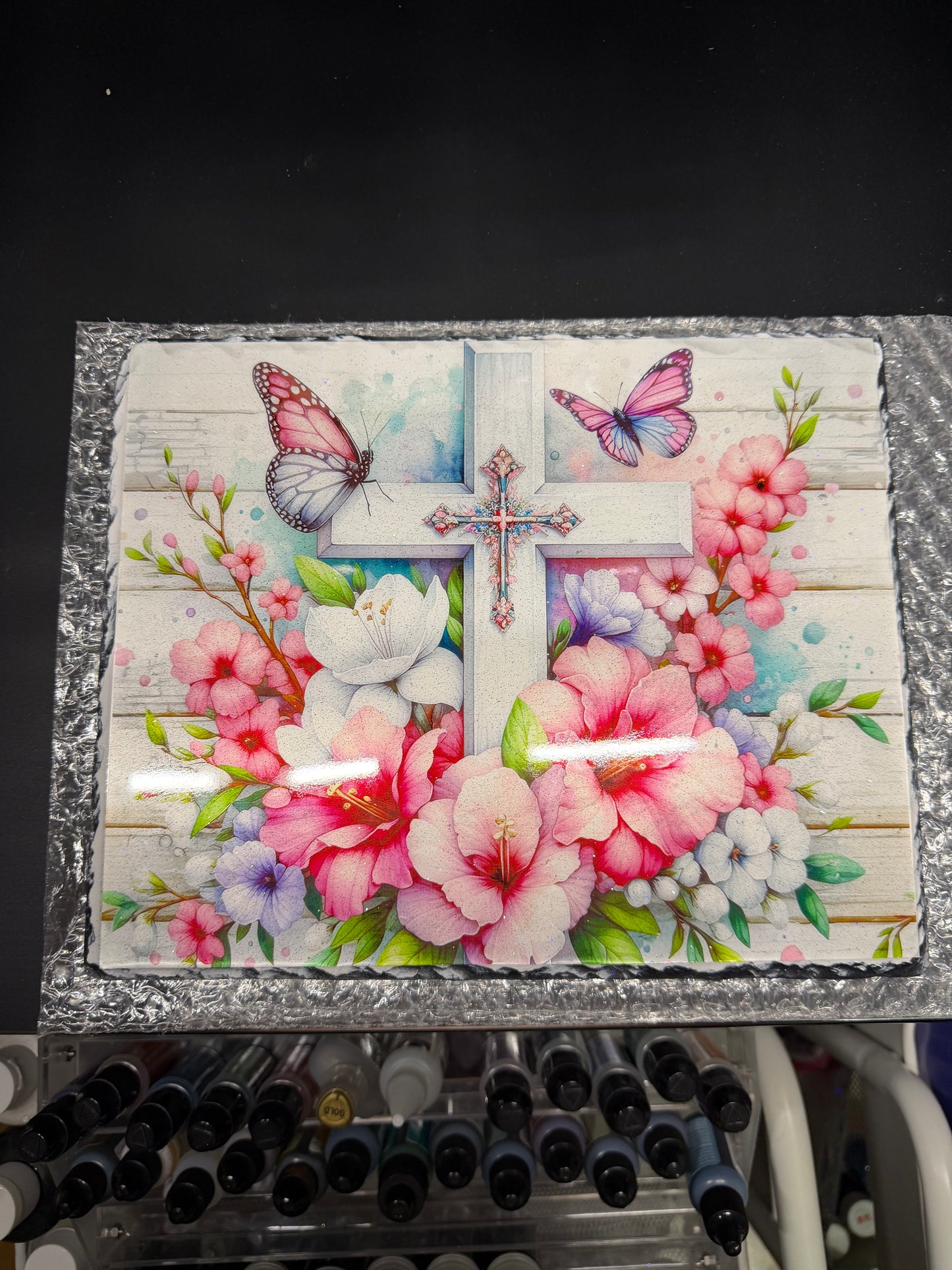 8 x 10 slate cross scenery