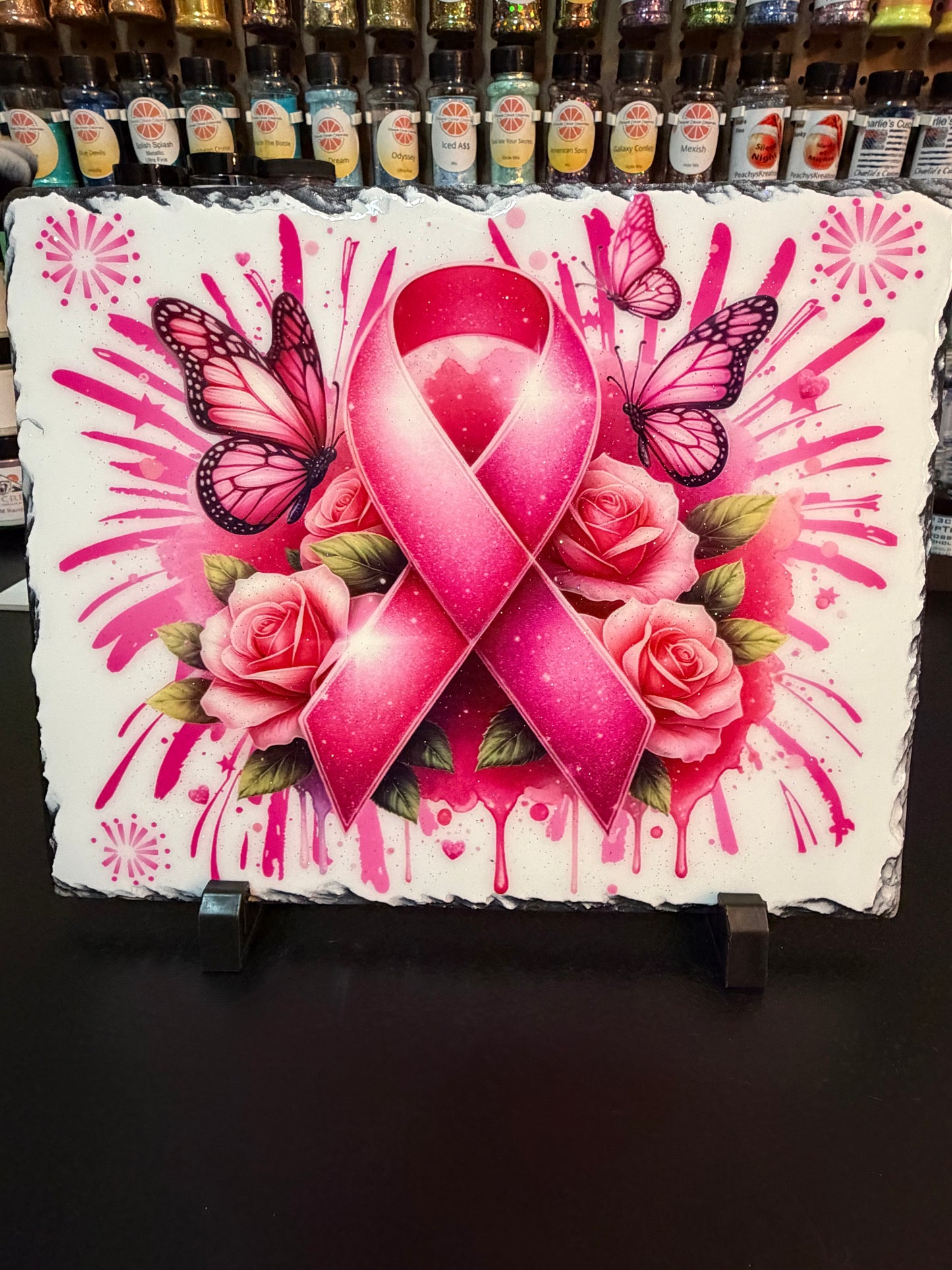 8 x 10 slats cancer ribbon ￼